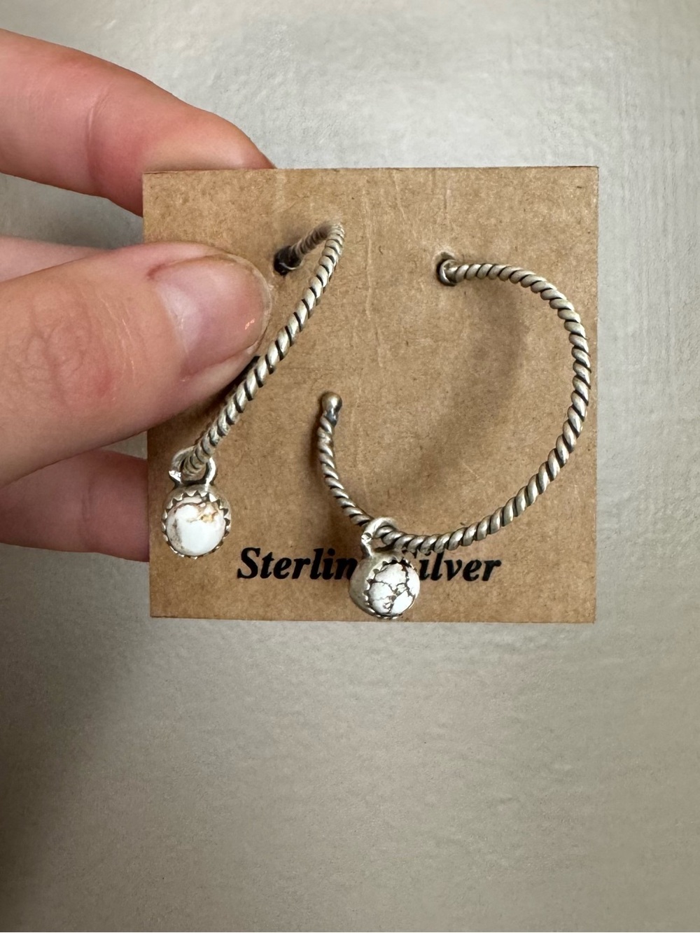 Sterling Silver Wild Horse Twisted Hoop Post Earrings